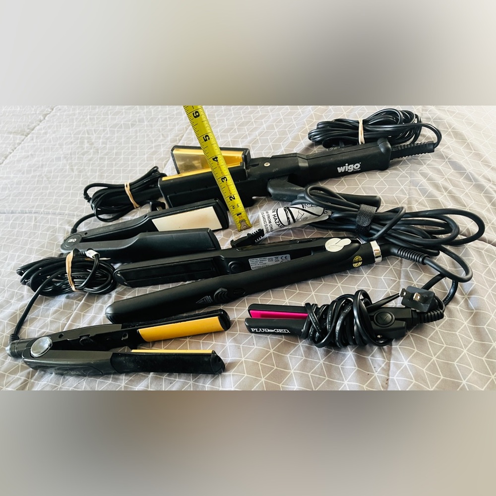 Flat Irons Hairstyling Tools Lot Of 5  -.5”, 1”, 1.5”, 1.75”, 2.5” Wide